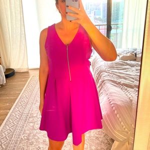 Fuchsia Pink A-Line Dress with Zip